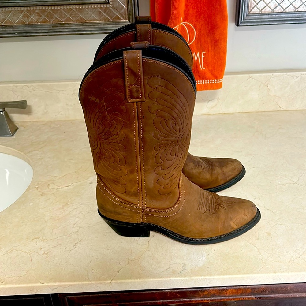 Soft leather cowboy boots